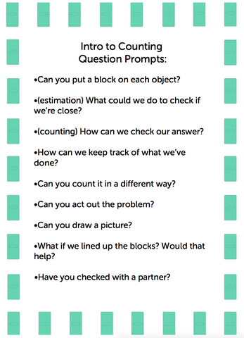 Freebie Formative Assesment Question Prompts: Intro to Counting